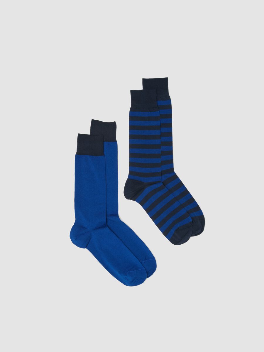 Two-pack of blue stretch cotton blend socks_0