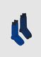 Two-pack of blue stretch cotton blend socks_0