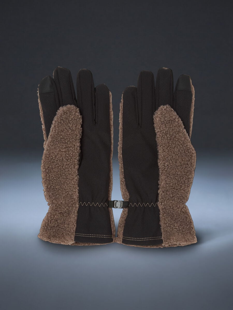 Brown stretch-fabric ski gloves with teddy-effect lining ALTAVIA WITH DEBORAH COMPAGNONI_1