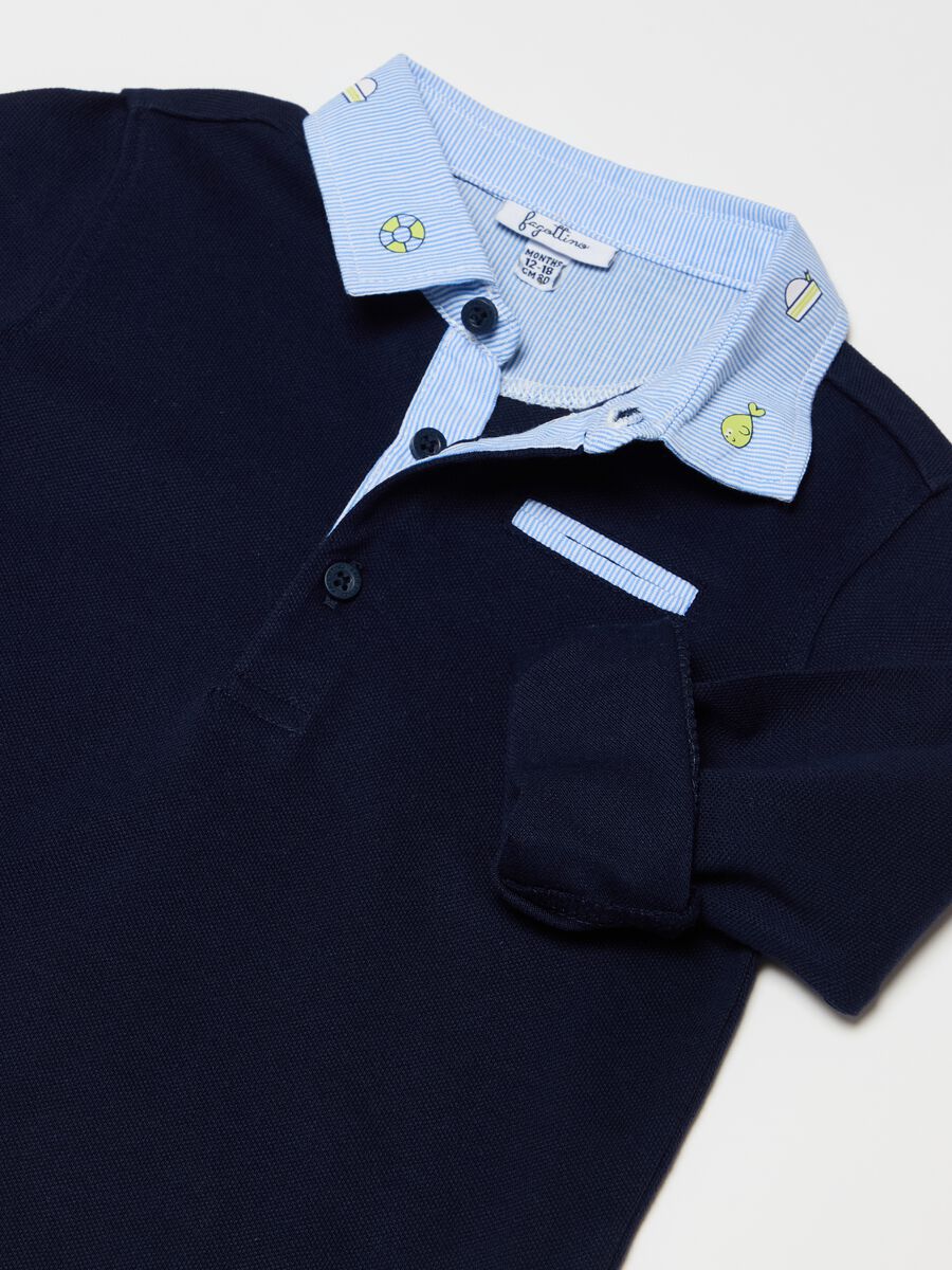 Long-sleeved polo shirt with striped details_2