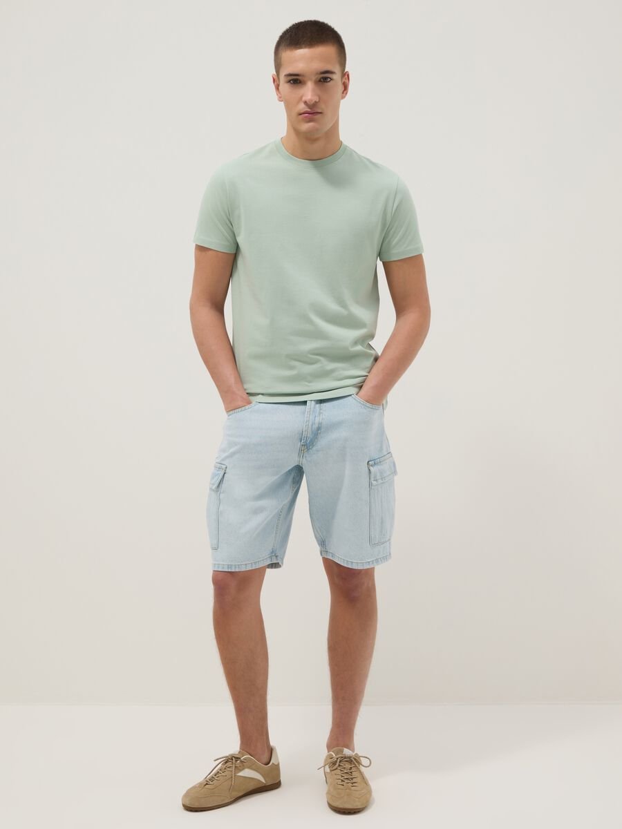 Green pure cotton short-sleeve T-shirt_1