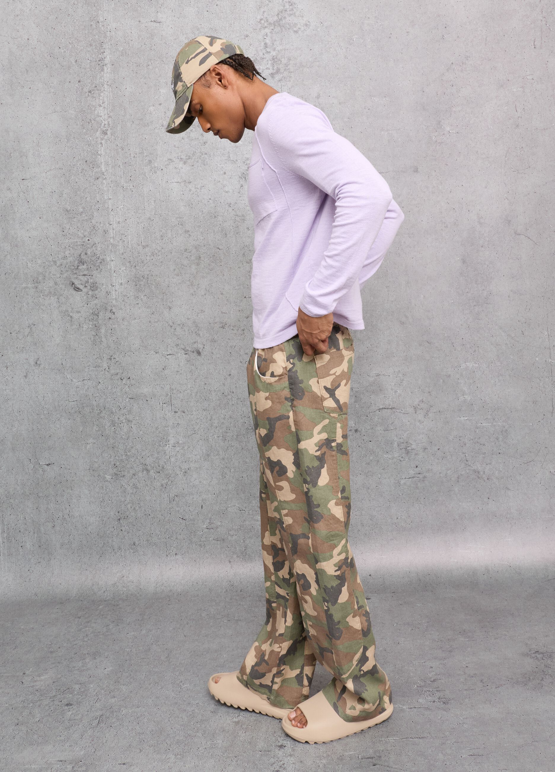 Camo &pi;&alpha;&nu;&tau;&epsilon;&lambda;ό&nu;&iota; wide leg &alpha;&pi;ό 100% &lambda;&iota;&nu;ό