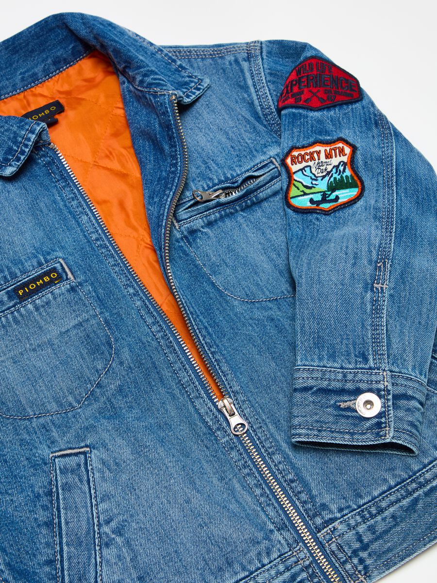 Full-zip jacket in denim with patch_5