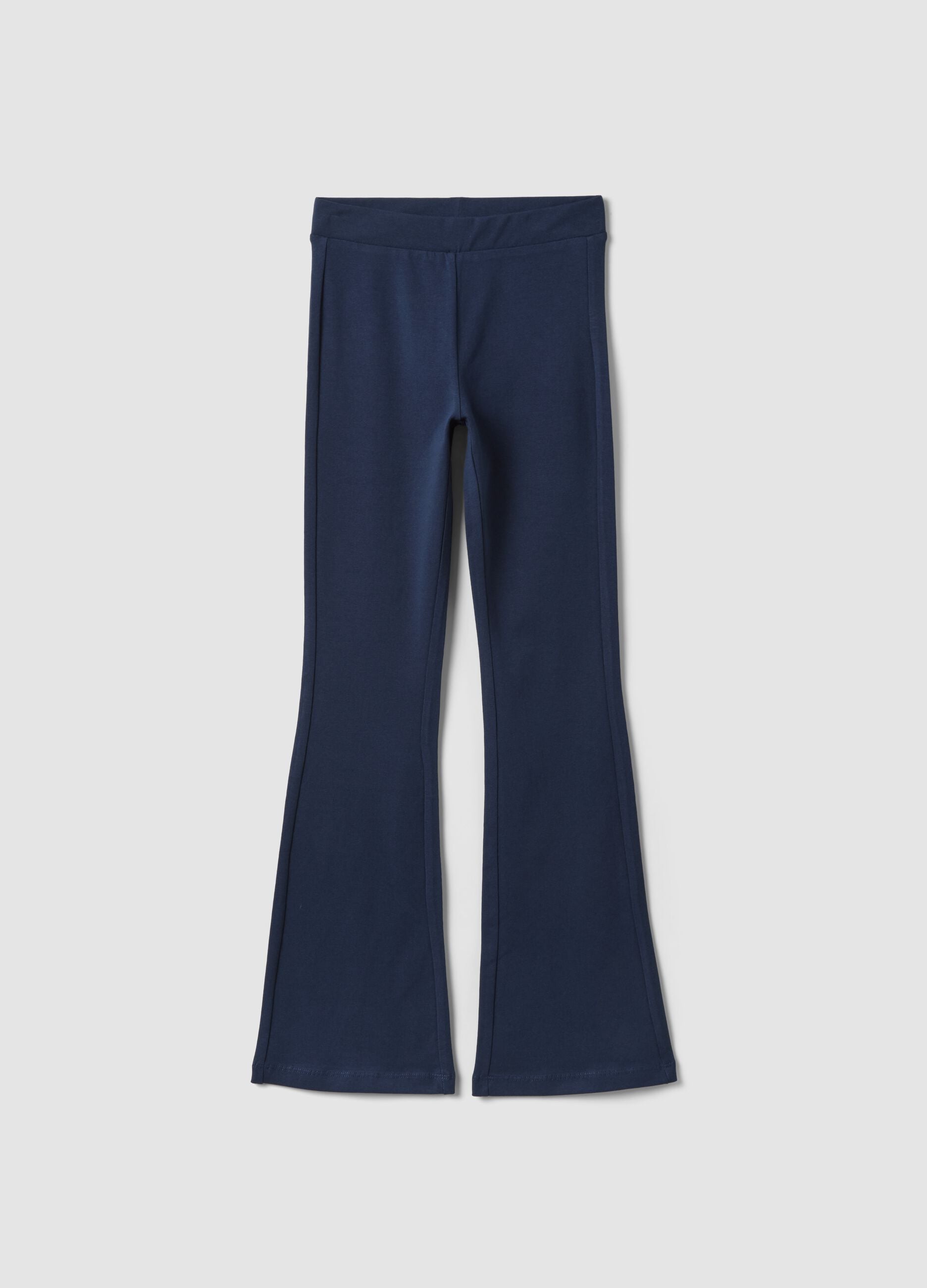 Leggings blu flare in cotone jersey organico elasticizzato