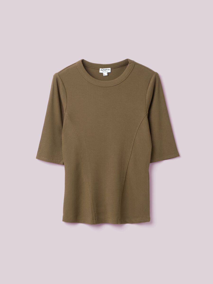Ribbed stretch modal T-shirt ALTAVIA STUDIO_4