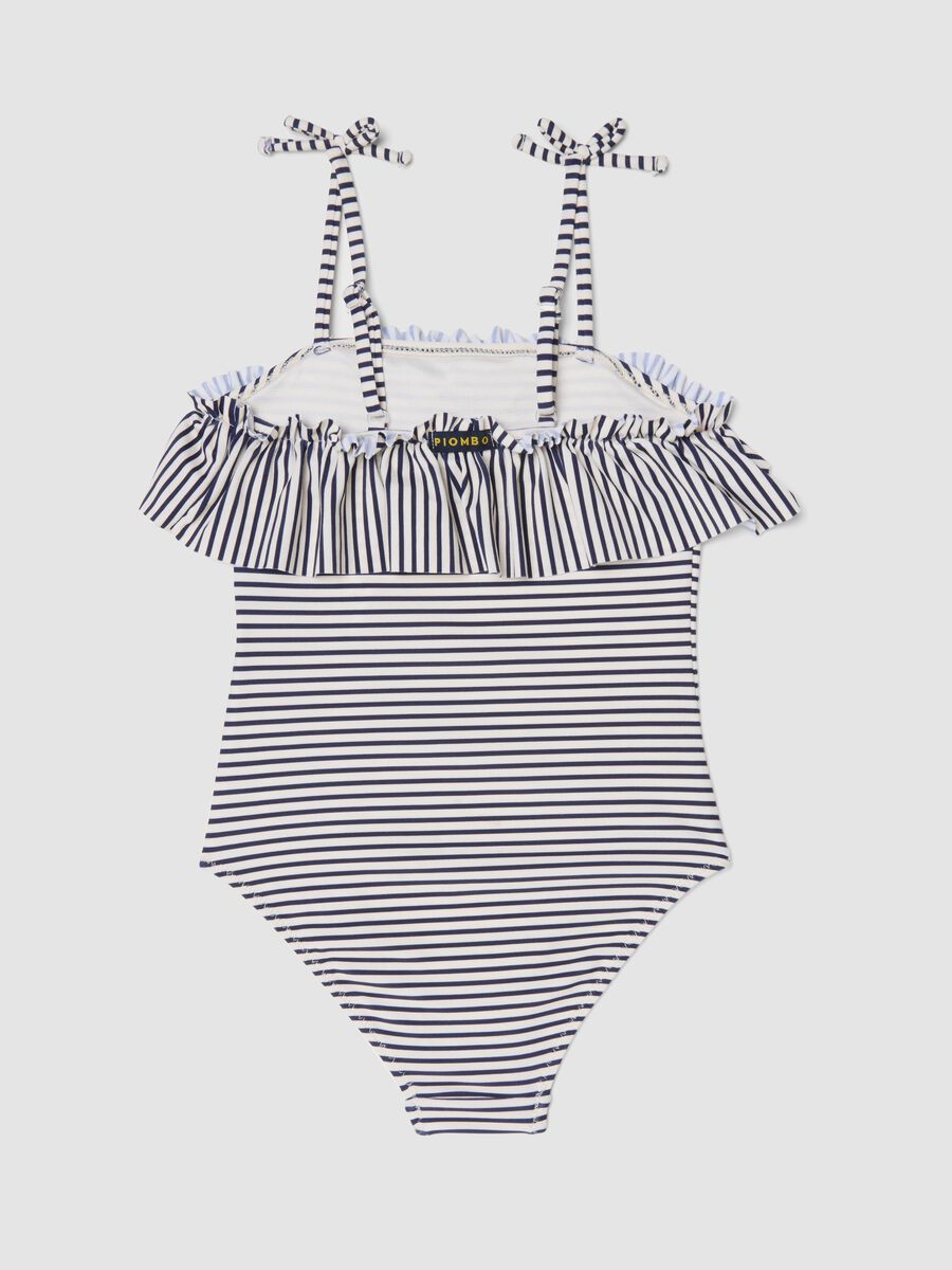 Blue striped stretch fabric swimsuit_1