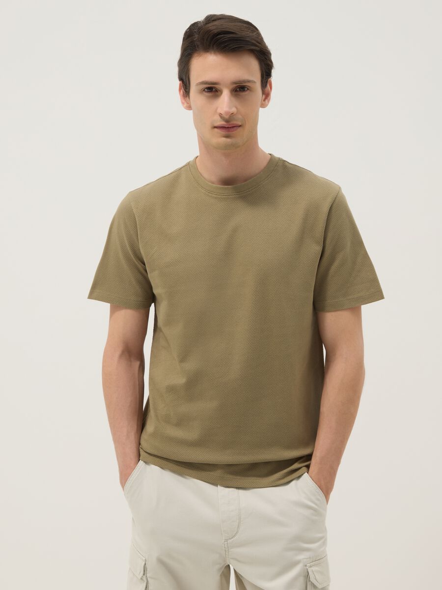 Green pure cotton short-sleeve T-shirt_1