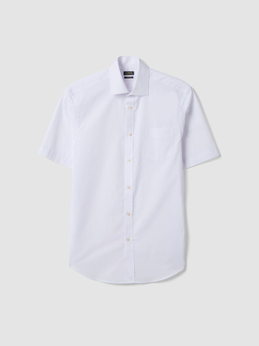 White regular-fit short-sleeve shirt with classic collar_4