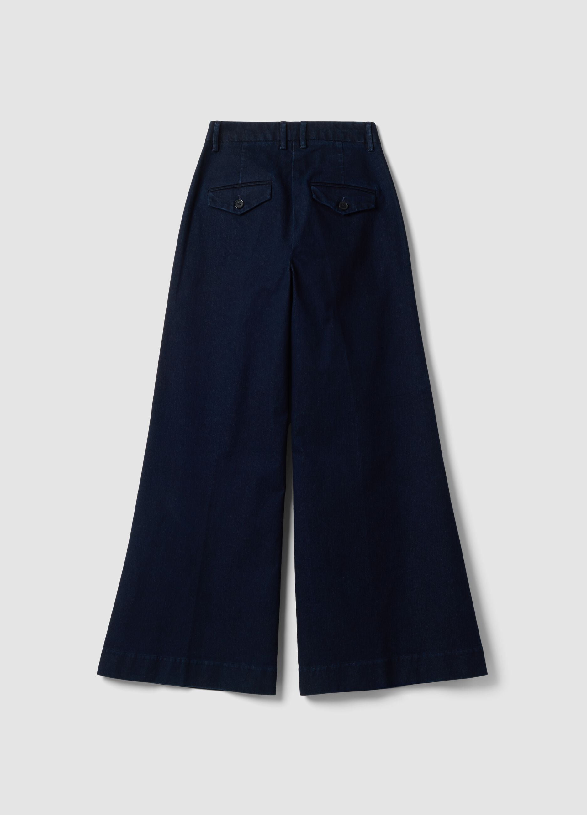 Jeans blu wide leg in cotone elasticizzato