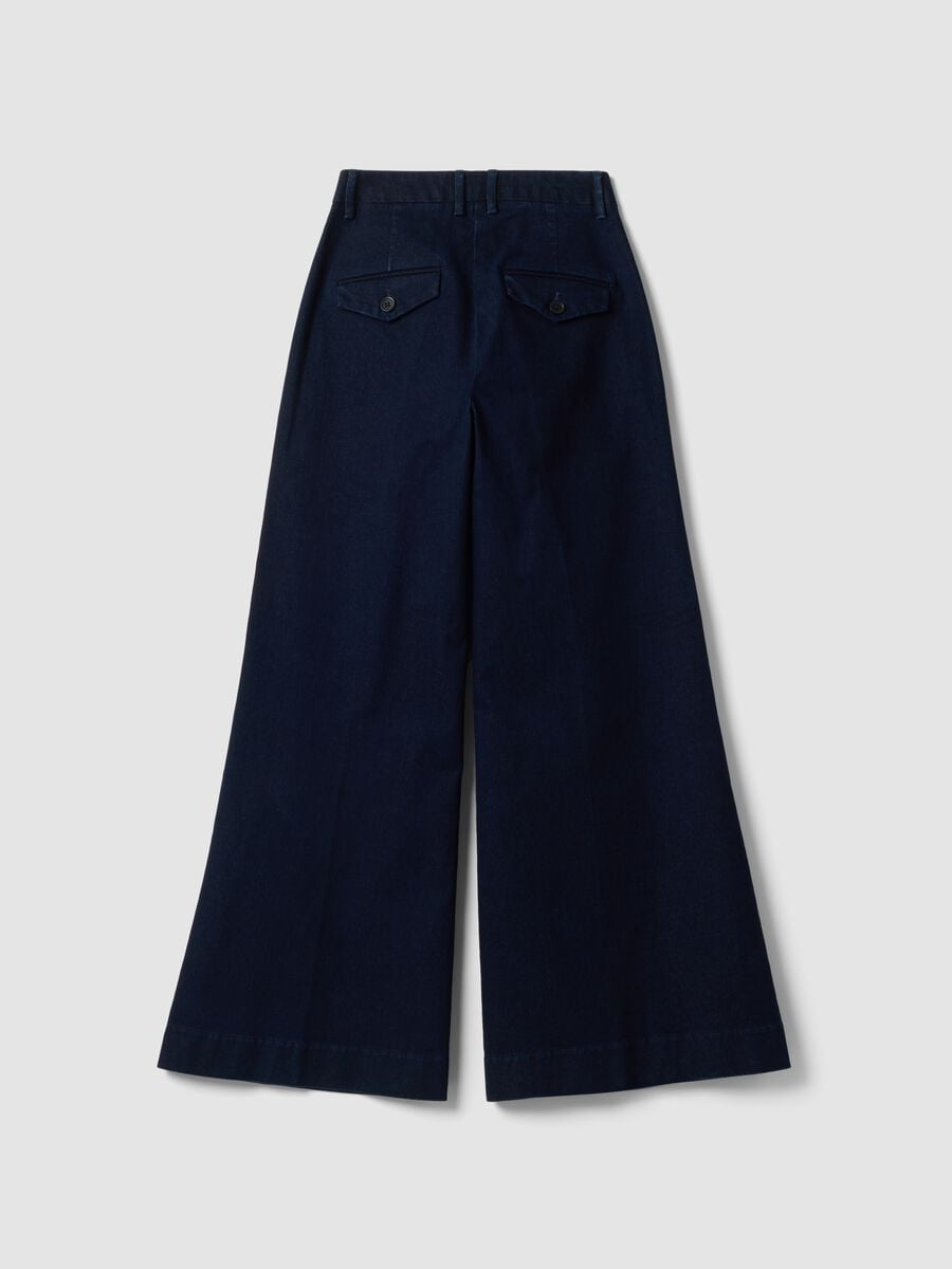 Jeans blu wide leg in cotone elasticizzato_6