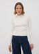 Camisola branca justa de mistura de viscose canelada com gola alta_0