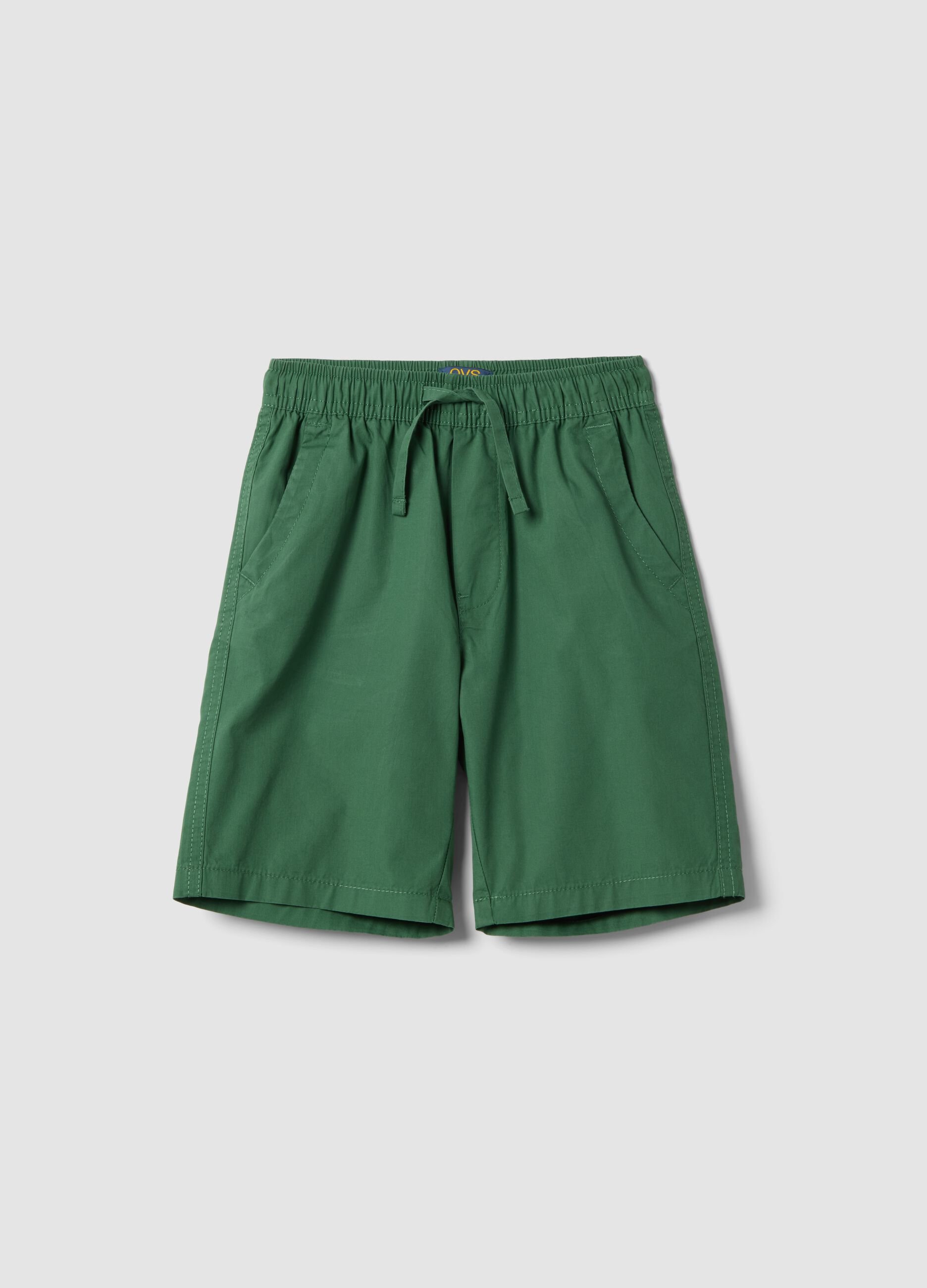 Green Pure Cotton Regular Fit Children's Shorts