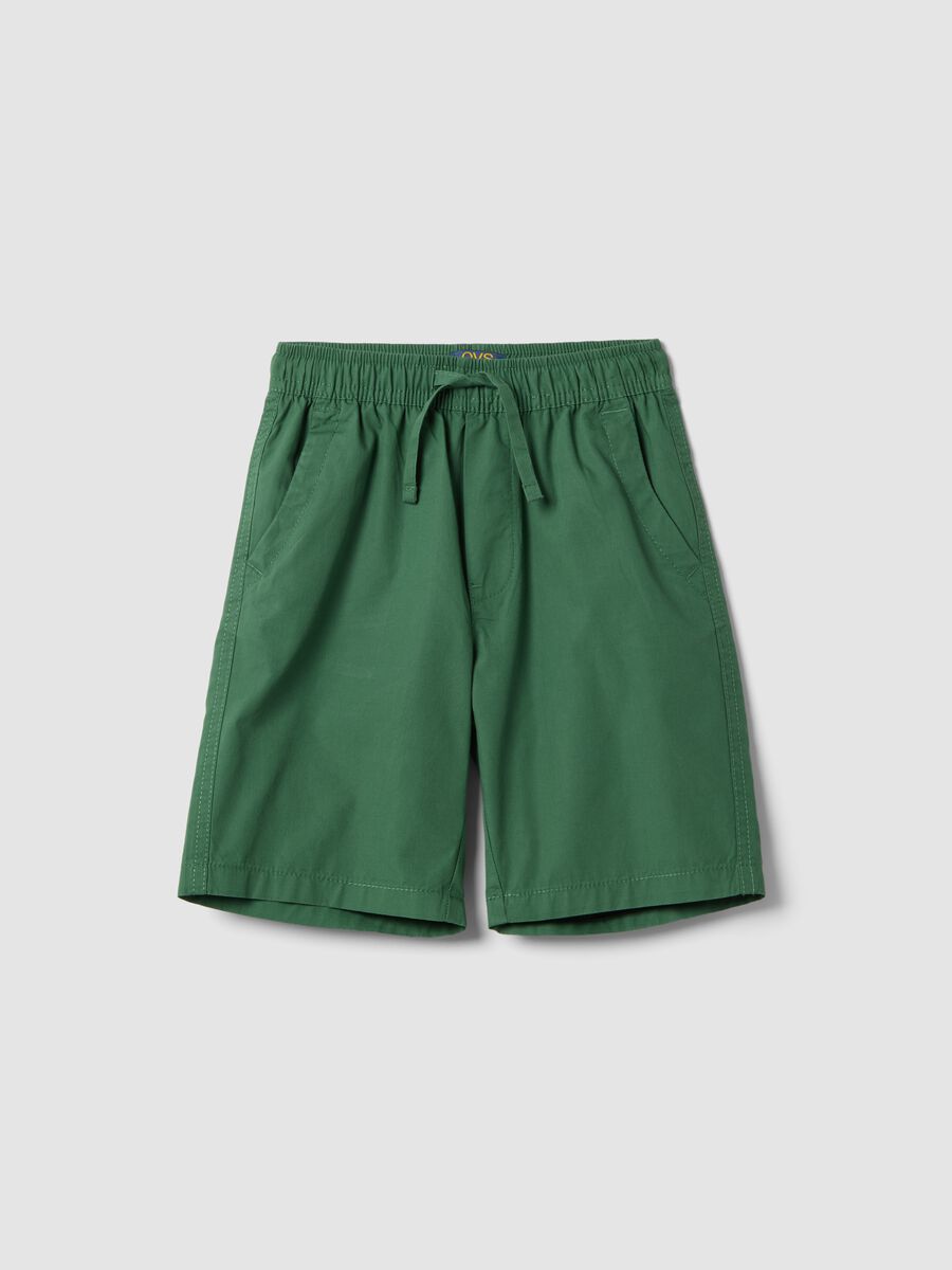 Green Pure Cotton Regular Fit Children's Shorts_0