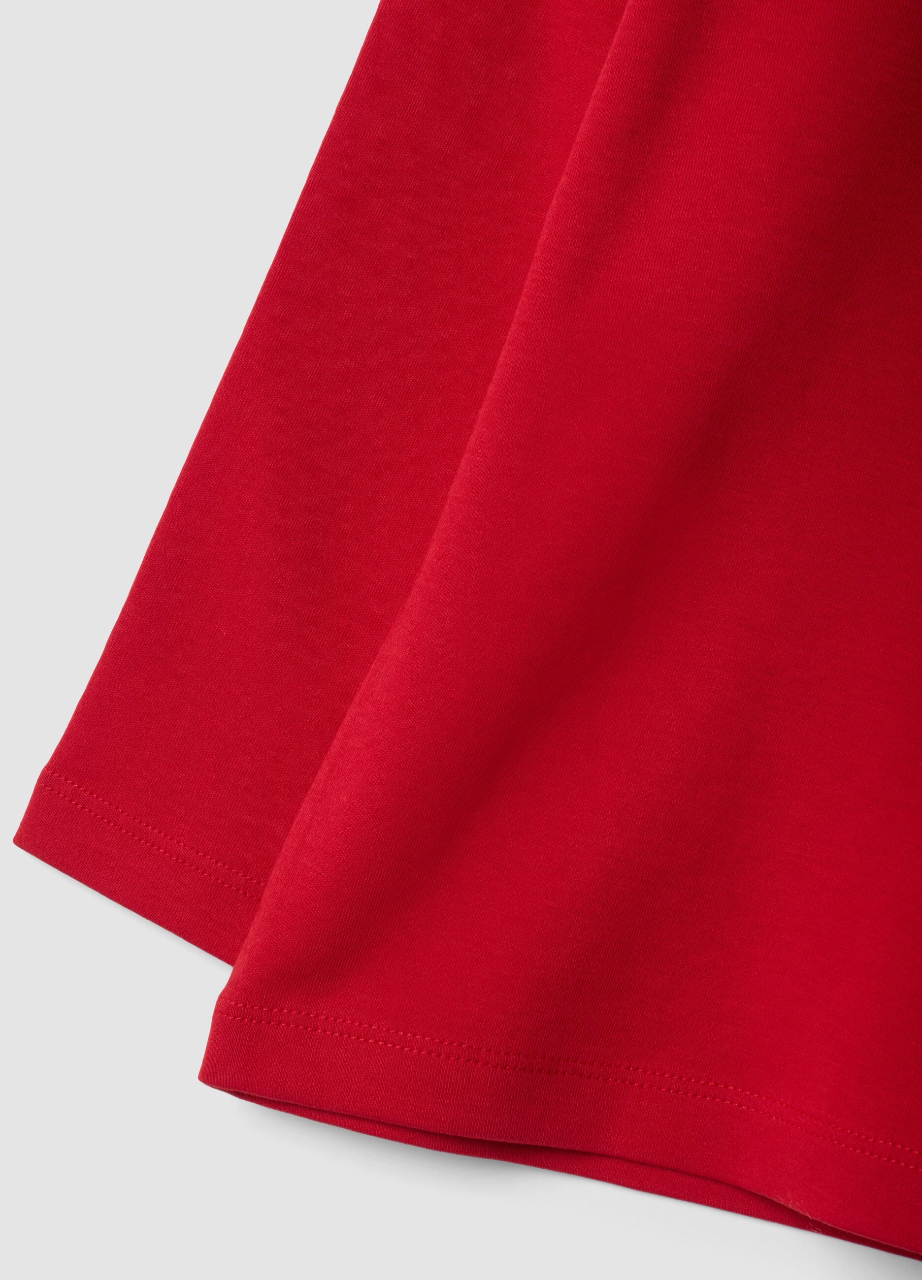 T-shirt rossa in puro cotone organico con girocollo