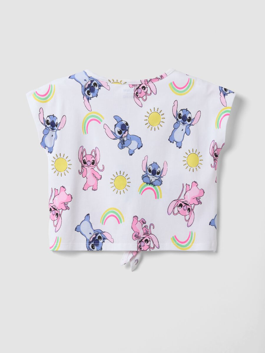 Wei&szlig;es M&auml;dchen-T-Shirt aus Stretch-Baumwolle mit Stitch-Print_1