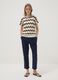 Beiges T-Shirt aus elastischer Baumwolle mit Lochstrickmuster_1