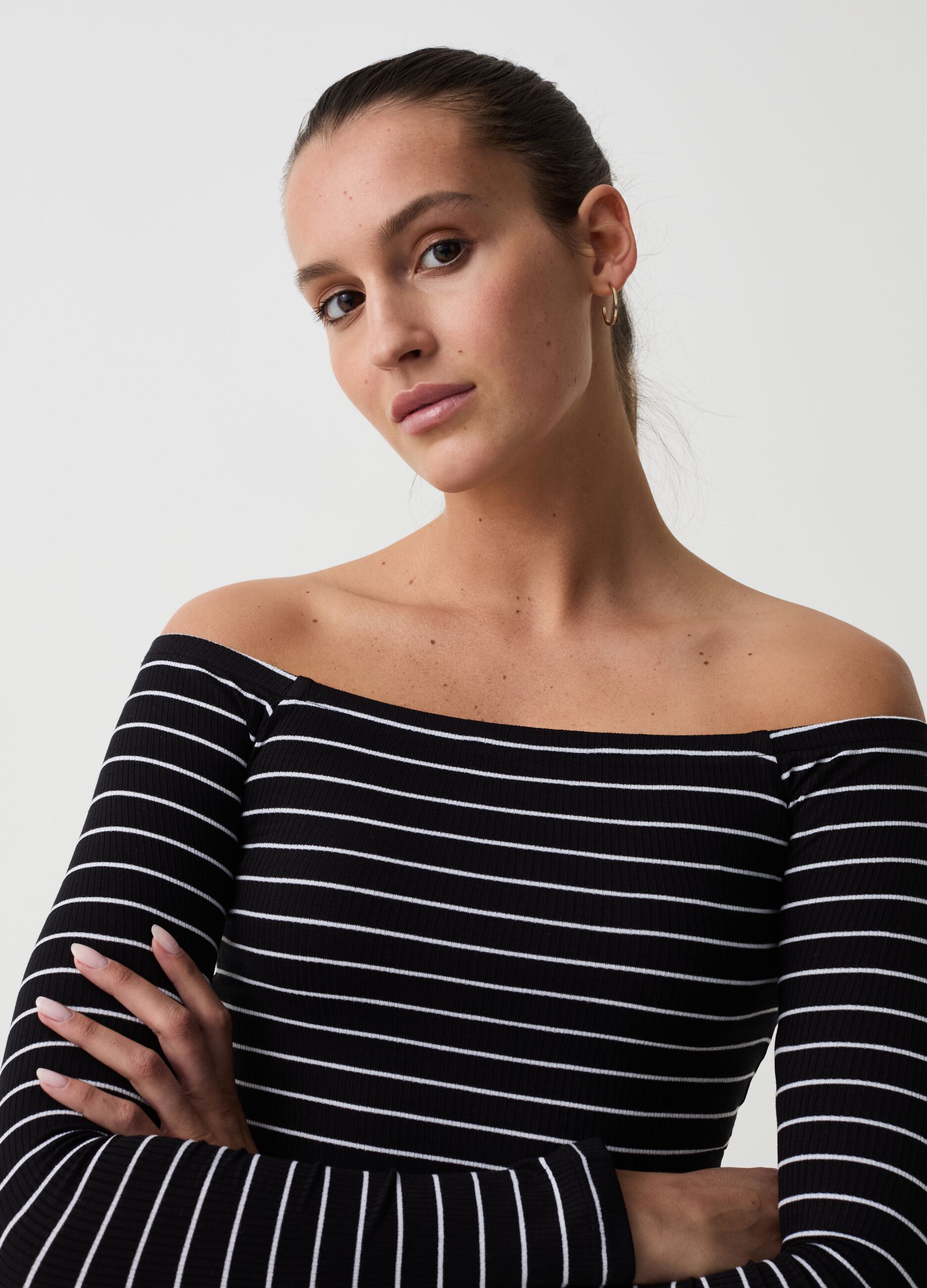 Striped T-shirt with drop shoulders
