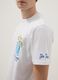 White pure cotton regular fit T-shirt with Gin tonic prints_3