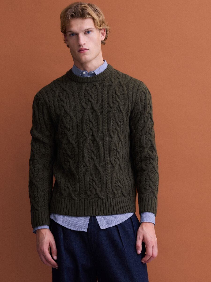 Green regular-fit jacquard wool-blend jumper_1