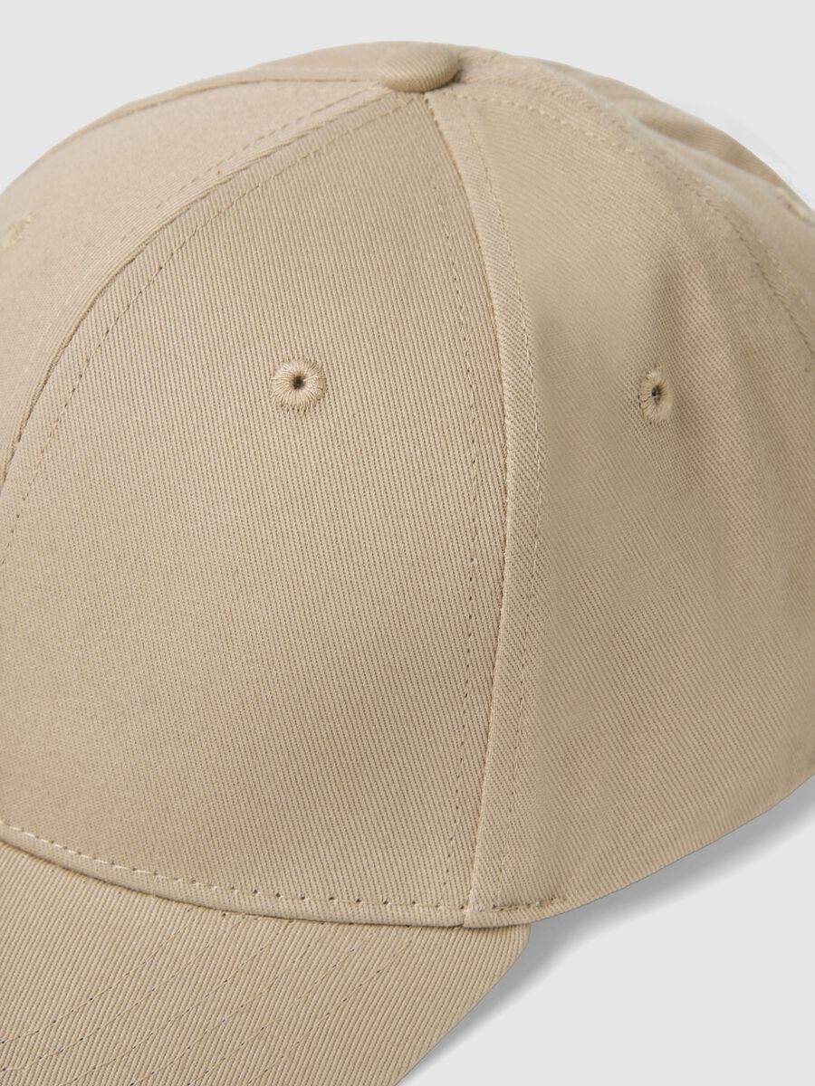 Beige pure cotton baseball cap with adjustable closure_1