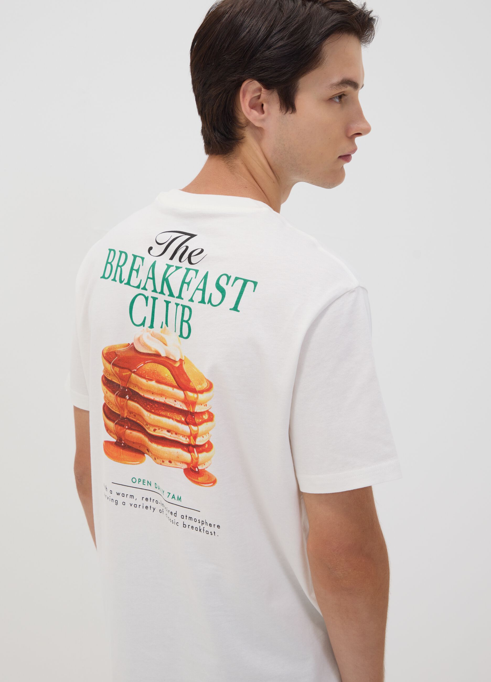 Wei&szlig;es T-Shirt aus reinem Baumwoll-Jersey mit Print, Regular Fit