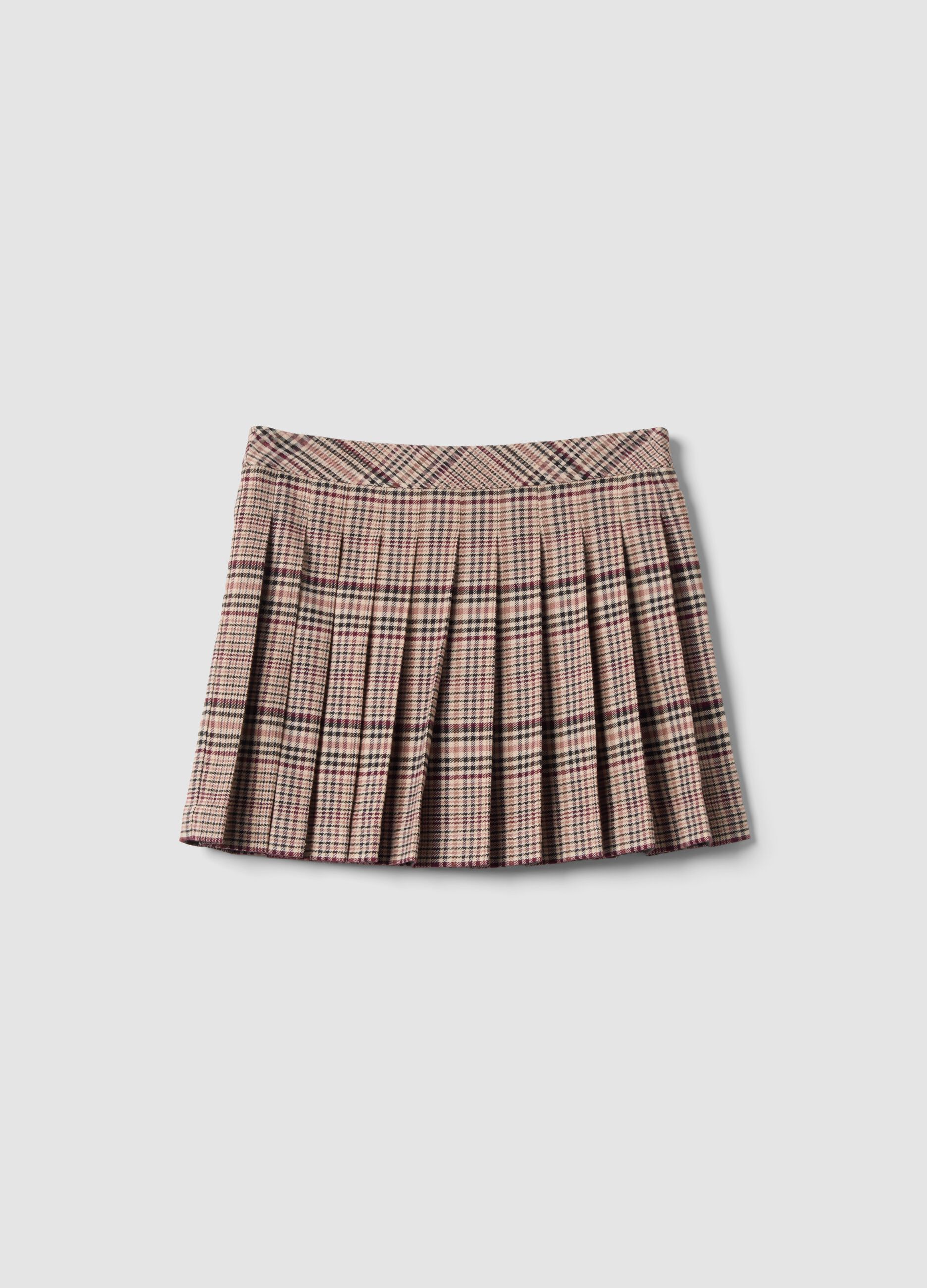 Brown pleated skirt in stretch viscose