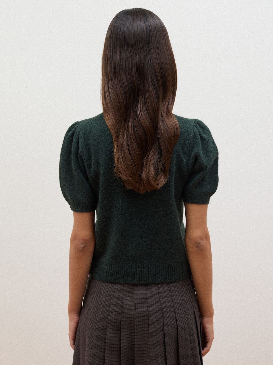 Green stretch-viscose turtleneck top_3