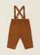Brown cotton-linen blend trousers with suspenders_2