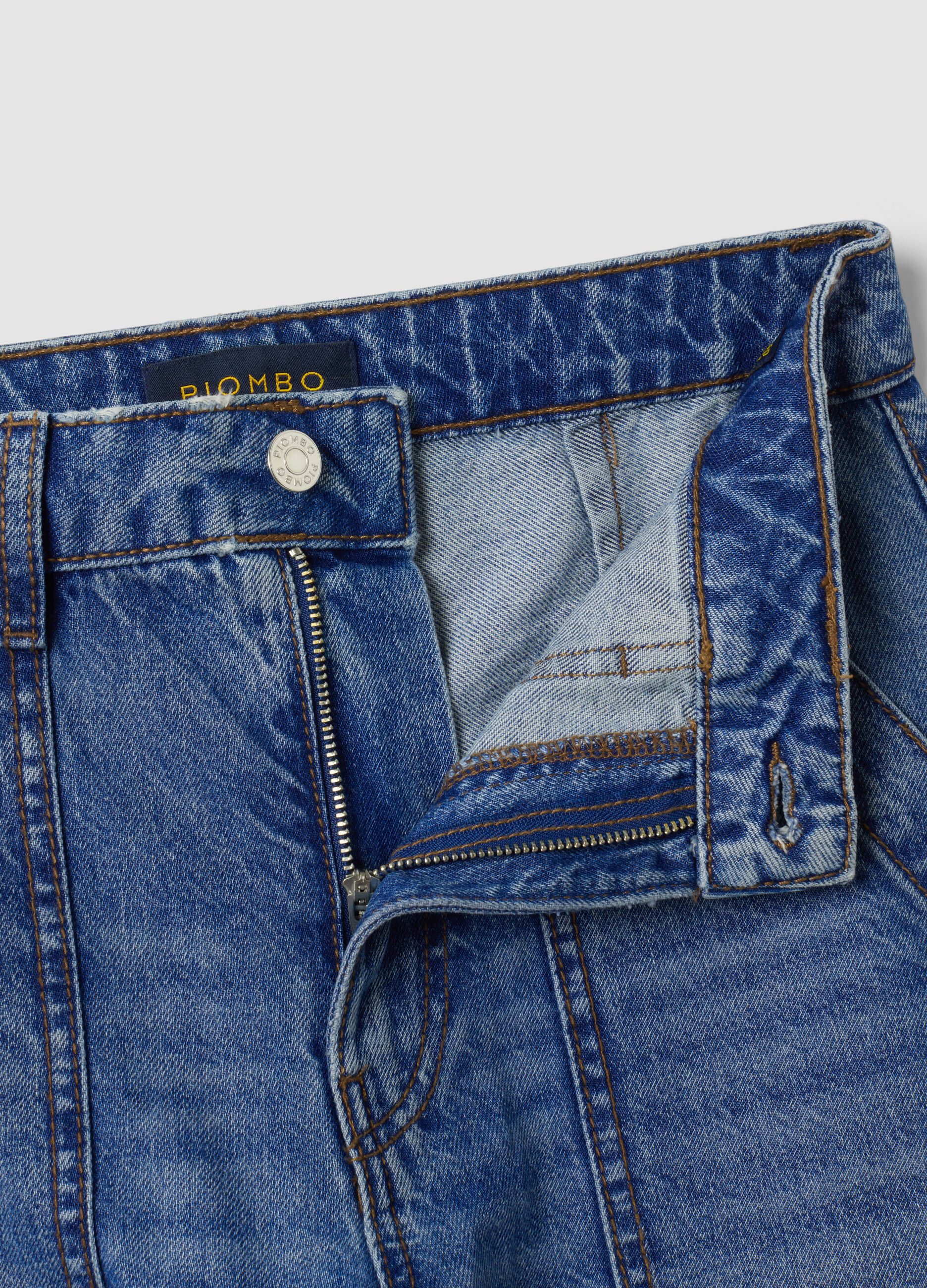 Blue denim wide-leg jeans in pure cotton
