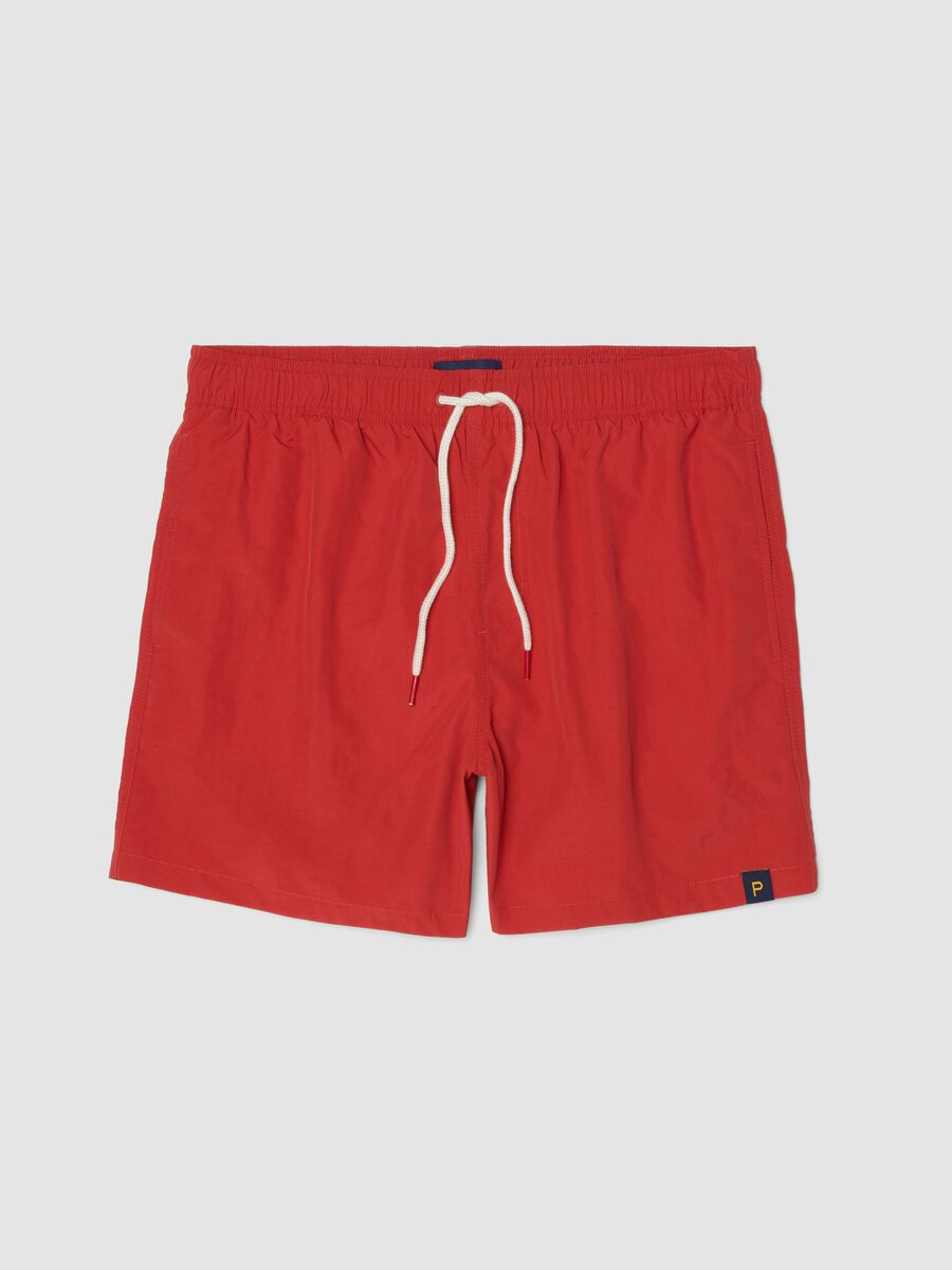 Short de bain rouge avec taille &eacute;lastiqu&eacute;e et cordon de serrage_4