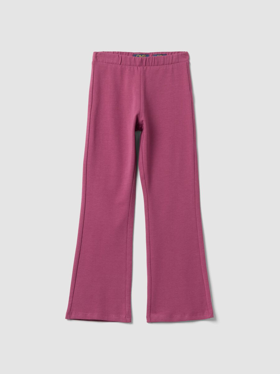 Pink cotton-stretch flared leggings_0