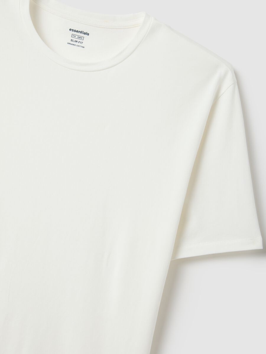 White slim fit stretch cotton T-shirt_5