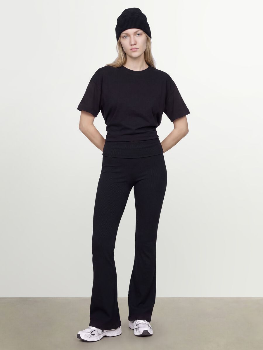 Black oversized pure cotton short-sleeve T-shirt_0