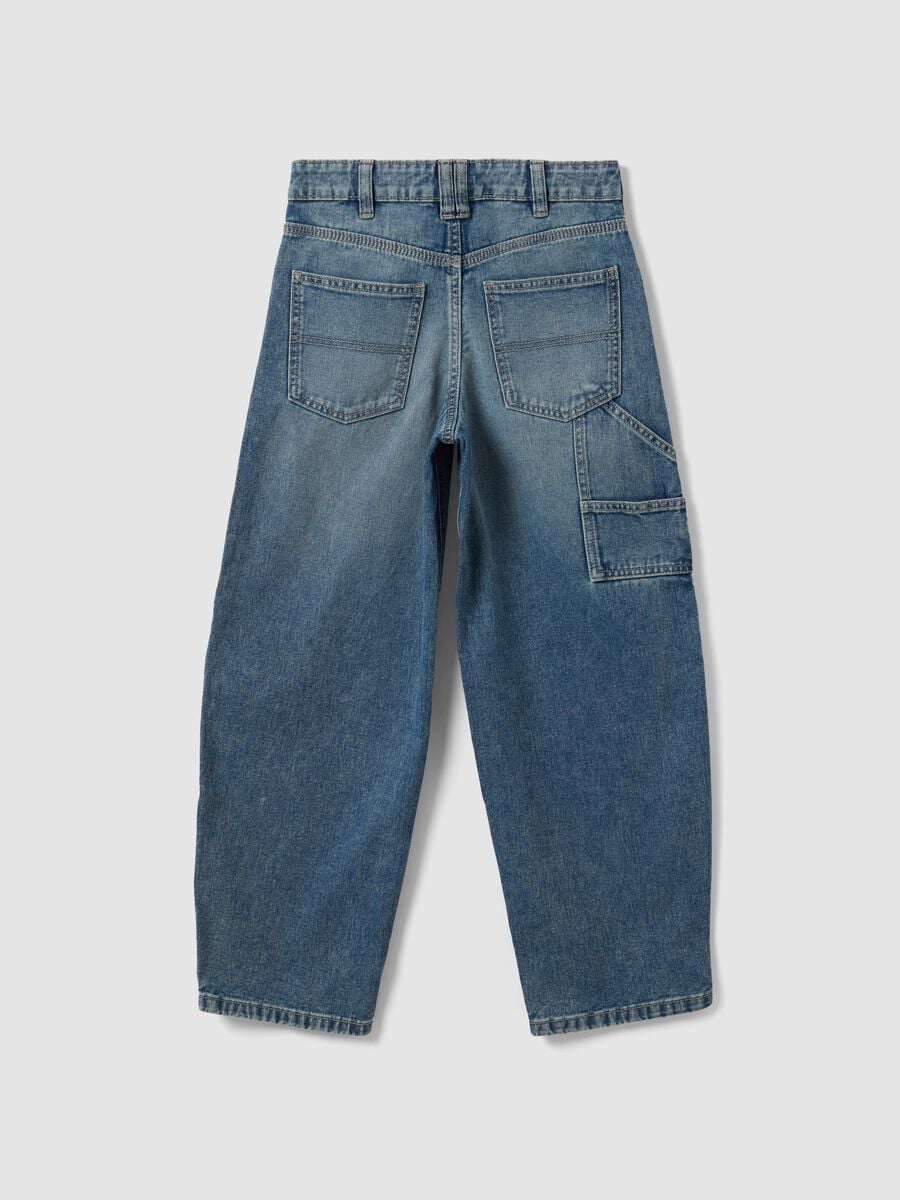 Blue denim pure cotton balloon-fit jeans_5