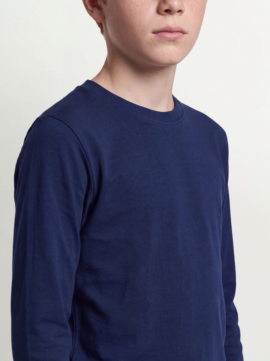 Navy blue organic cotton crew-neck T-shirt_2