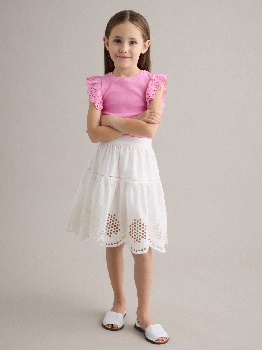 White pure cotton broderie anglaise skirt_0