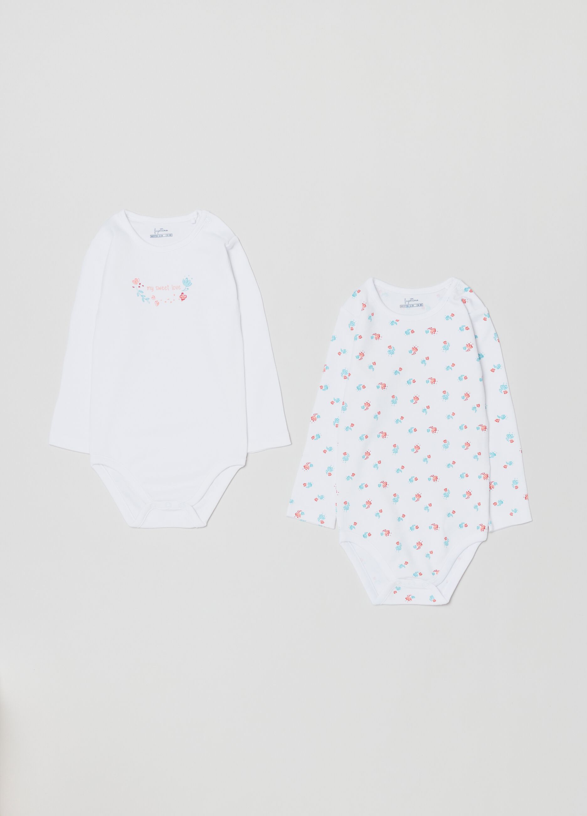 Two-pack cotton bodysuits with long sleeves._0