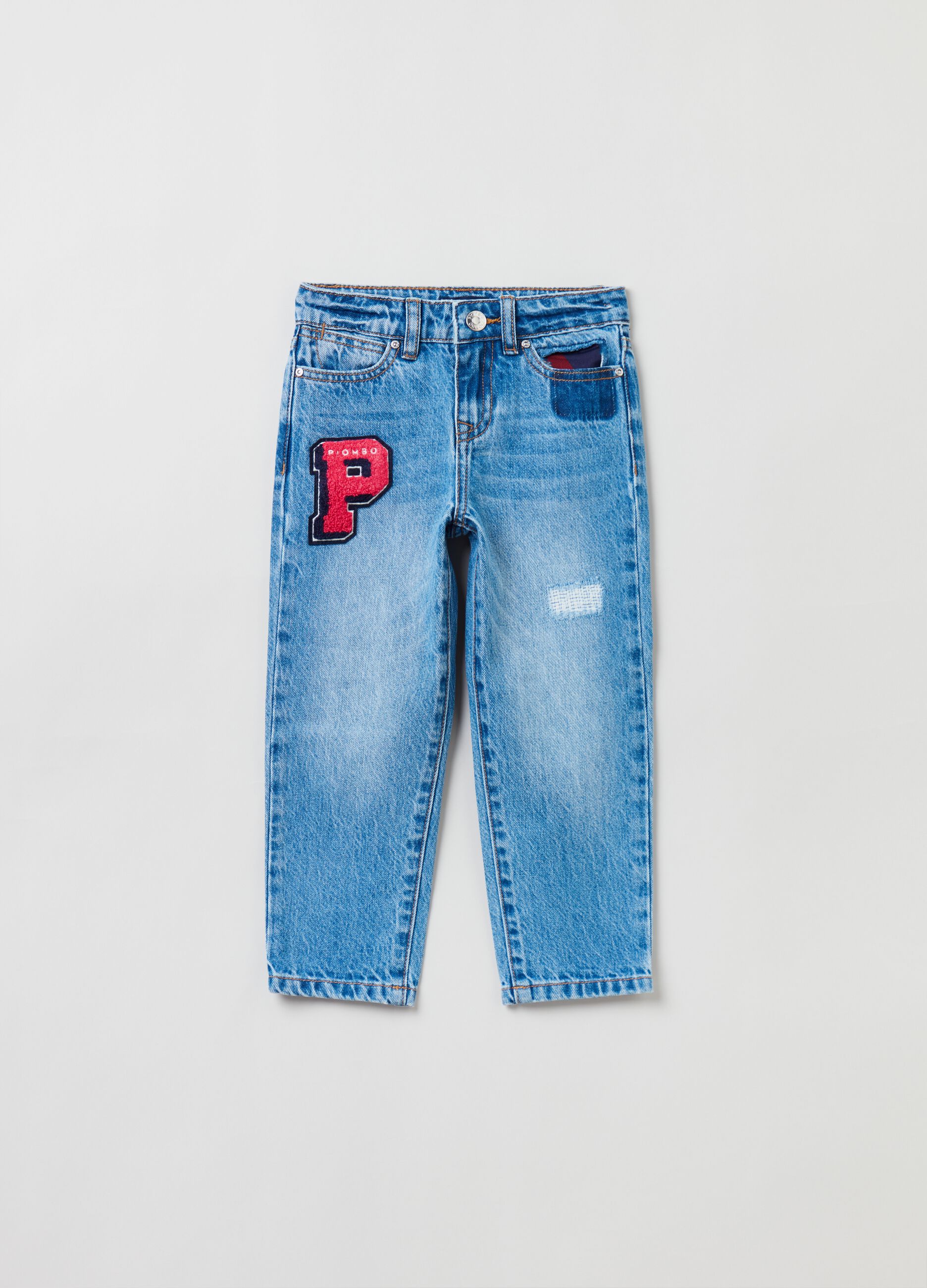 Five-pocket jeans with patch_0