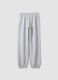 Grey jogger trousers in organic cotton and viscose blend for girls_4