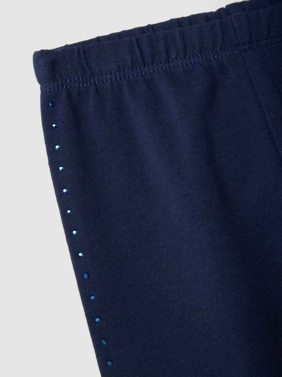 Girls' Slim Fit Blue Stretch Cotton Leggings_2