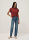 Red cotton-linen blend short-sleeve T-shirt, regular fit_1