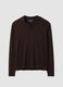 Brown viscose-blend V-neck polo with collar, regular fit_0