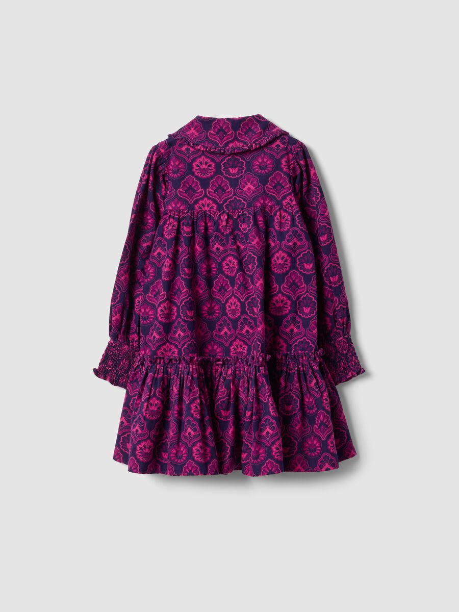 Purple ribbed pure cotton dress with grandad collar_5