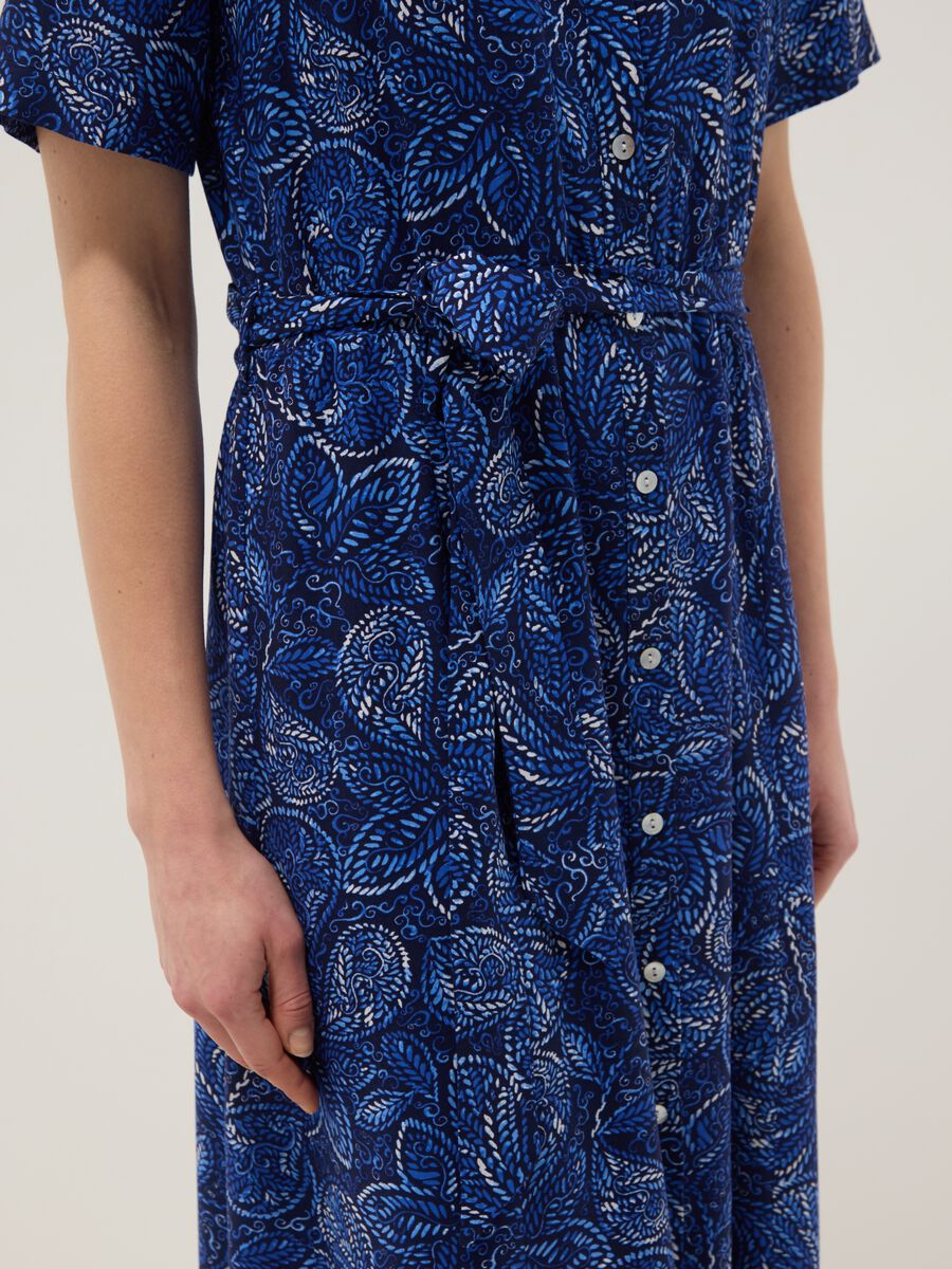 Multi-colour pure viscose dress, regular fit with belt_3