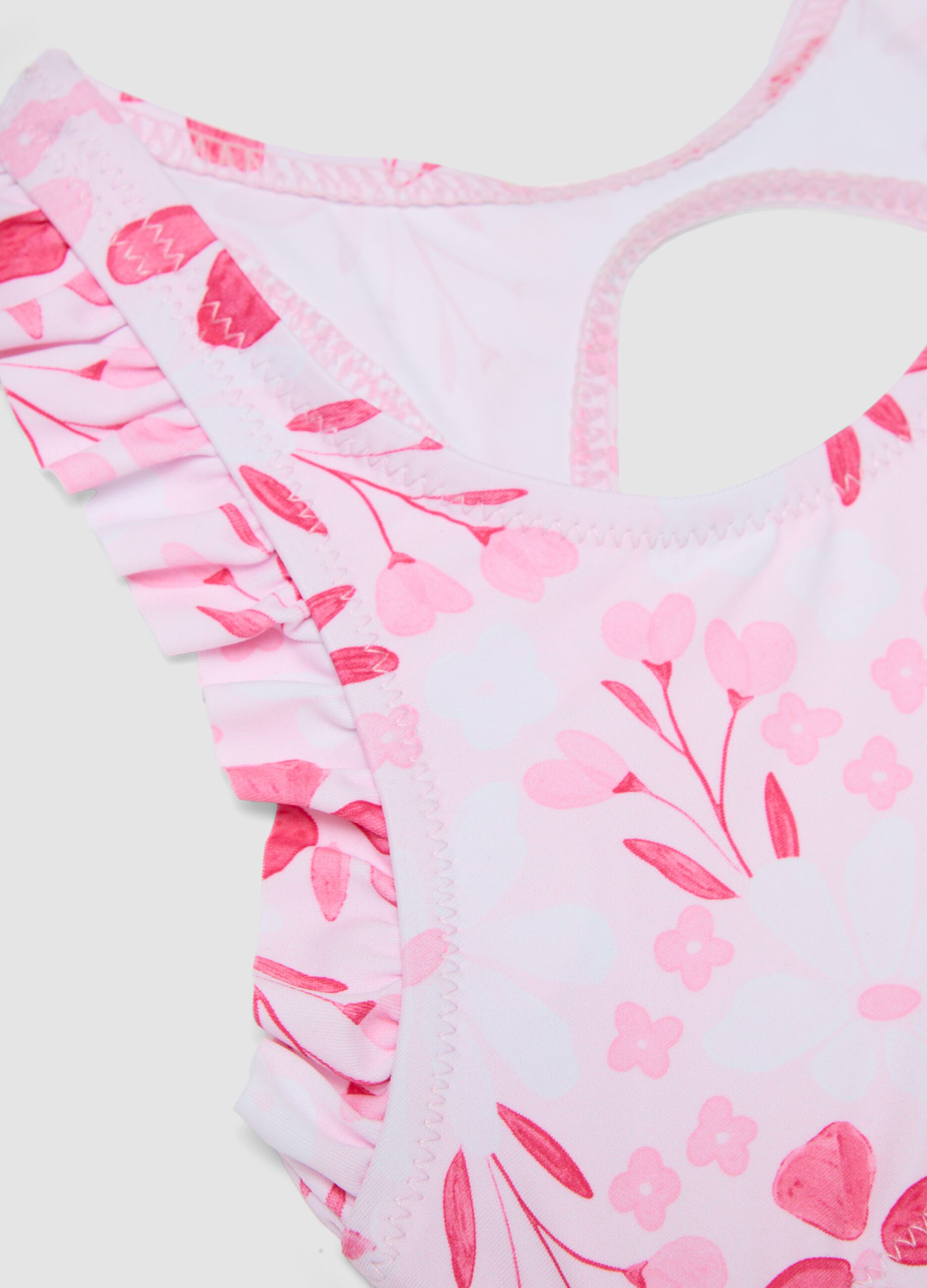 Pink stretch bikini with frills