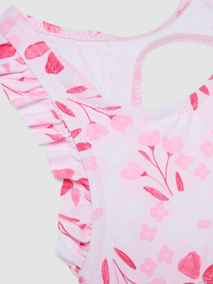 Pink stretch bikini with frills_2
