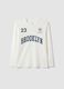 White organic cotton T-shirt with front print for boys_3