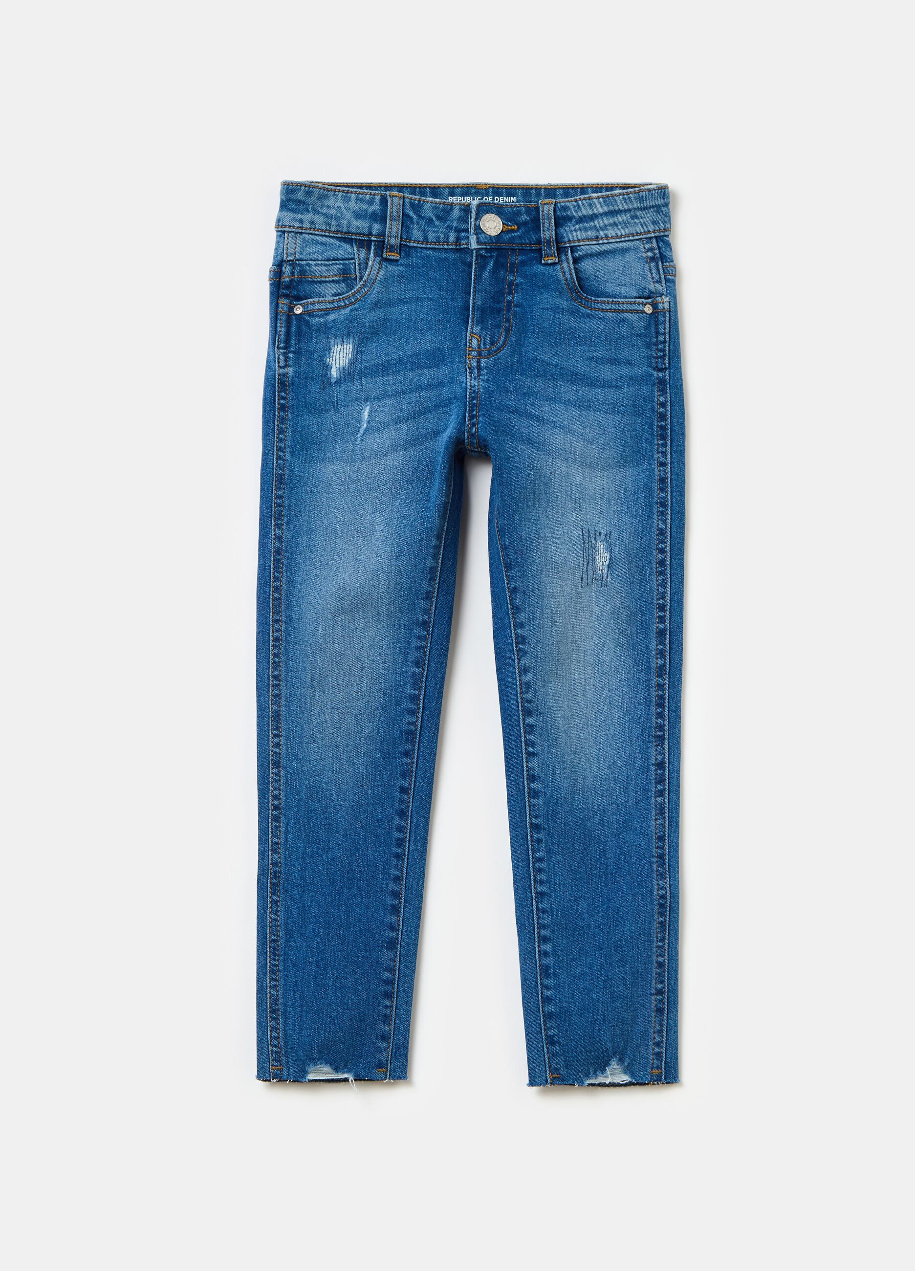 Skinny-fit jeans with abrasions