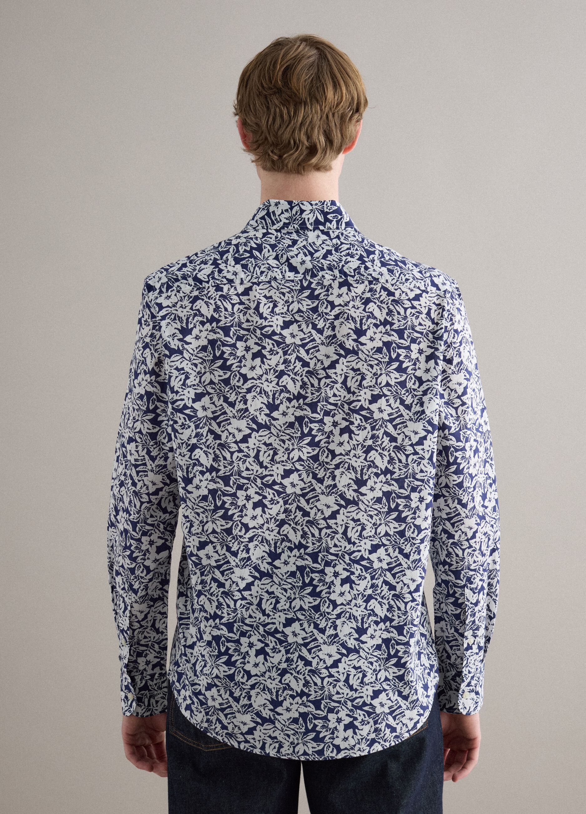 Multicolour pure cotton shirt with regular fit and floral pattern