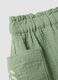 Green pure cotton shorts with floral embroidery for baby girl, regular fit_3